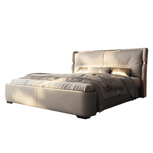 DLCQIJI Modern Simplicity Queensize-Bettgestell, gepolstertes Plattformbett mit robustem Holzlattenstützkopfteil, geräuschfrei von DLCQIJI