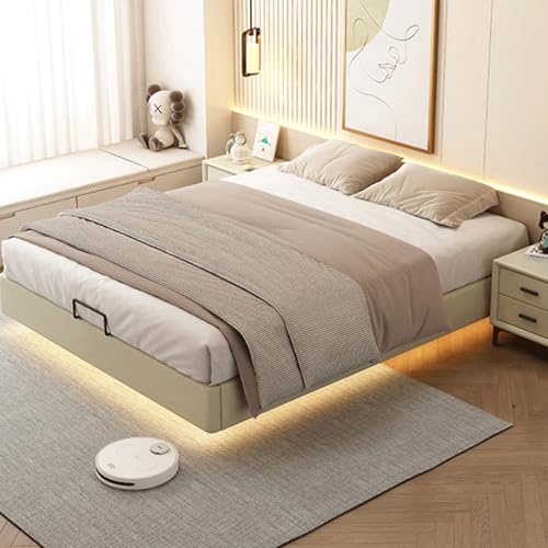 DLCQIJI Modern Simplicity Schwebender Bettrahmen Voll, Leder Gepolstertes Plattformbett Holzlatten Unterstützung, geräuschfrei DLCQIJI Modern Simplicity Schwebender Bettrahmen Voll, Leder Gepolstertes Plattformbett Holzlatten Unterstützung, geräuschfrei von DLCQIJI