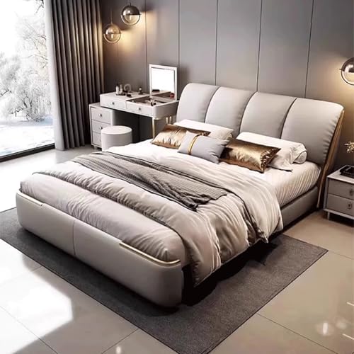 DLCQIJI Modernes, leichtes Luxus-Bettgestell, Queen-Size-Bett, mit Stauraum, Holzlattenstütze, mit Kopfteil, geräuschfrei DLCQIJI Modernes, leichtes Luxus-Bettgestell, Queen-Size-Bett, mit Stauraum, Holzlattenstütze, mit Kopfteil, geräuschfrei von DLCQIJI