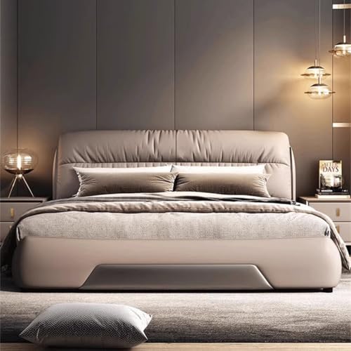 DLCQIJI Modernes, leichtes Luxus-Bettgestell in voller Größe, Queen-Size-Bett, mit Stauraum, Holzlattenstütze, mit Kopfteil, geräuschfrei von DLCQIJI