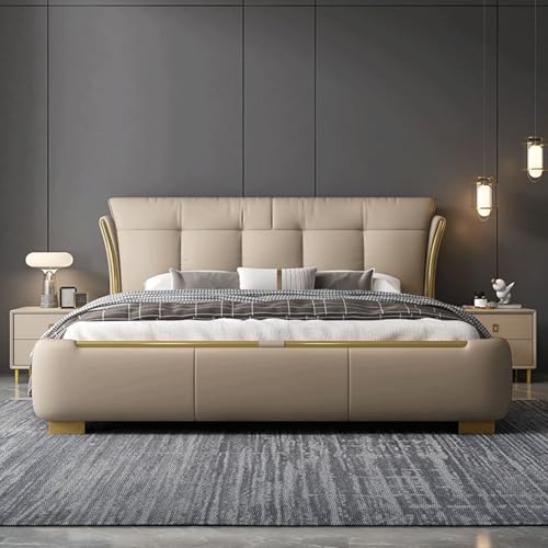 DLCQIJI Modernes Simplicity Queen-Size-Plattformbett, Leder-Polsterbett, Holzlattenstütze, mit Kopfteil, geräuschfrei DLCQIJI Modernes Simplicity Queen-Size-Plattformbett, Leder-Polsterbett, Holzlattenstütze, mit Kopfteil, geräuschfrei von DLCQIJI