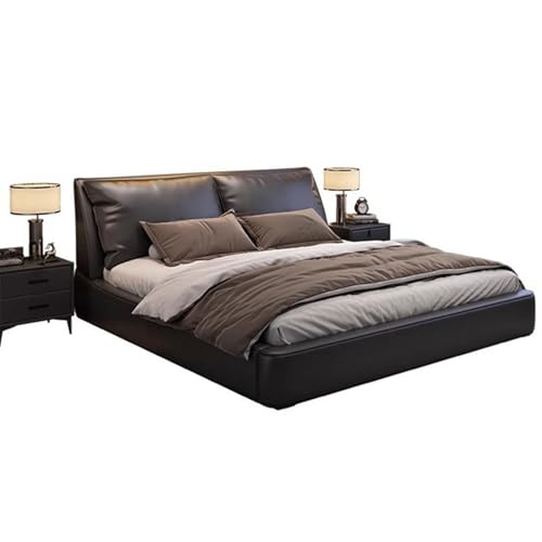 DLCQIJI Schwarzes modernes Leder-Queen-Size-Plattformbett, gepolstertes Plattformbett, ergonomisches gepolstertes Kopfteil, Holzlatten, Unterstützung geräuschfrei DLCQIJI Schwarzes modernes Leder-Queen-Size-Plattformbett, gepolstertes Plattformbett, ergonomisches gepolstertes Kopfteil, Holzlatten, Unterstützung geräuschfrei von DLCQIJI