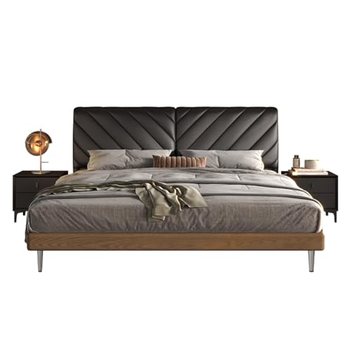 DLCQIJI Schwarzes modernes Queen-Size-Plattformbett, ergonomisches gepolstertes Kopfteil, Holzlatten unterstützen geräuschfrei DLCQIJI Schwarzes modernes Queen-Size-Plattformbett, ergonomisches gepolstertes Kopfteil, Holzlatten unterstützen geräuschfrei von DLCQIJI