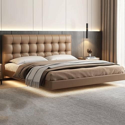 DLCQIJI Vintage Brown Floating Bed Frame Full Size Bed Frame Wooden Lats Support Ergonomic Padded Headboard, Easy Assembly DLCQIJI Vintage Brown Floating Bed Frame Full Size Bed Frame Wooden Lats Support Ergonomic Padded Headboard, Easy Assembly von DLCQIJI