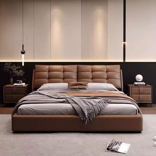 DLCQIJI Vintage Brown Full Size Bed Frame Queen Size Platform Bed Ergonomic Padded Headboard Wooden Lats Support Noise-Free DLCQIJI Vintage Brown Full Size Bed Frame Queen Size Platform Bed Ergonomic Padded Headboard Wooden Lats Support Noise-Free von DLCQIJI