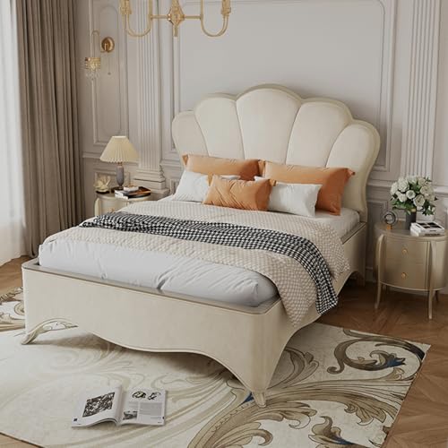 DLCQIJI Weißer Landhausstil Queen-Size-Bettgestell Queen-Size-Plattform-Bettgestell Holzlattenstütze mit Kopfteil, geräuschfrei DLCQIJI Weißer Landhausstil Queen-Size-Bettgestell Queen-Size-Plattform-Bettgestell Holzlattenstütze mit Kopfteil, geräuschfrei von DLCQIJI