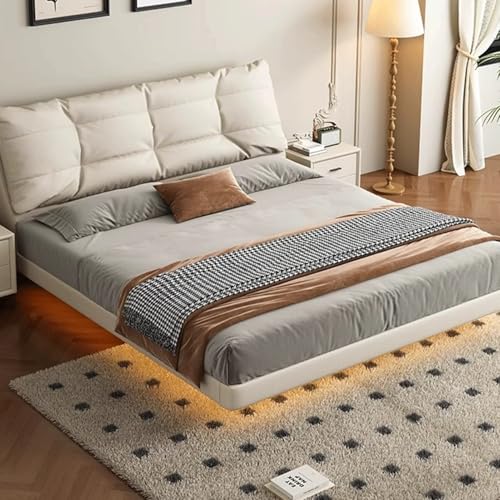 DLCQIJI Weißes, modernes schwebendes Bettgestell, Queen-Size-Bett, mit Stauraum, ergonomisch, gepolstertes Kopfteil mit Kopfteil, geräuschfrei DLCQIJI Weißes, modernes schwebendes Bettgestell, Queen-Size-Bett, mit Stauraum, ergonomisch, gepolstertes Kopfteil mit Kopfteil, geräuschfrei von DLCQIJI