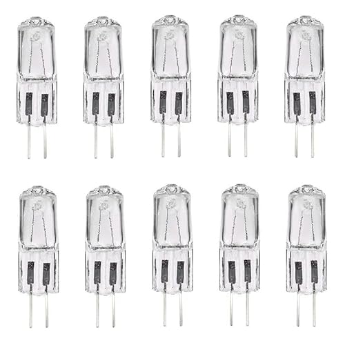 DLEDMOP 10er-Pack G4-Halogen-Glühbirnen 20 W 220 V Klare Kapsel 35 W 50 W 2-polige Glühbirne Halogen-Stiftsockel Warmweiß 2700K Dimmbar,50W,10 Stück von DLEDMOP