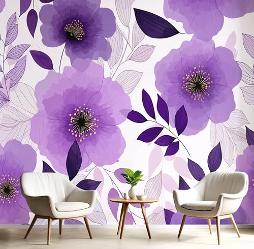 Aquarellblumen Seide Foto Tapete Blumenillustration Fototapete Panorama XXL Wandtapete 3d Effekt Wand Dekoration für Wohnzimmer Schlafzimmer Küchen, Lila Aquarellblumen Seide Foto Tapete Blumenillustration Fototapete Panorama XXL Wandtapete 3d Effekt Wand Dekoration für Wohnzimmer Schlafzimmer Küchen, Lila von DLERFLOVR