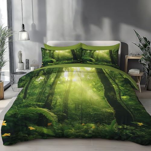 DLERFLOVR Bettwäsche 200x200cm Baumwolle - Bettwäsche-Sets Tief im Wald Bettbezug 3teilig mit Kissenbezüge, Wendebettwäsche Bedding Tropische Pflanzen mit Reißverschluss DLERFLOVR Bettwäsche 200x200cm Baumwolle - Bettwäsche-Sets Tief im Wald Bettbezug 3teilig mit Kissenbezüge, Wendebettwäsche Bedding Tropische Pflanzen mit Reißverschluss von DLERFLOVR