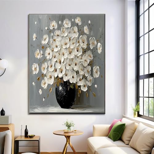 DLERFLOVR Leinwand Bilder 40L x 60B cm Ungerahmt Blumenvase Wanddeko 3D Blumen Bild auf Leinwand Wandbilder Wohnzimmer Aesthetic Room Decor - Grau DLERFLOVR Leinwand Bilder 40L x 60B cm Ungerahmt Blumenvase Wanddeko 3D Blumen Bild auf Leinwand Wandbilder Wohnzimmer Aesthetic Room Decor - Grau von DLERFLOVR