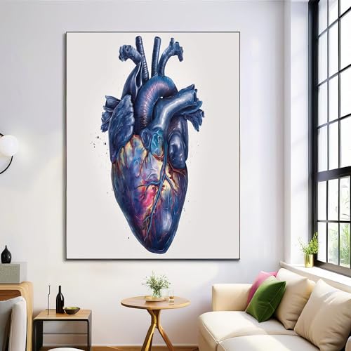 DLERFLOVR Leinwandbild Herz-Aquarellmalerei, Kunstdruck Wandbilder Surrealismus Wand Deko Dunkelblau Bild auf Leinwand für Wohnzimmer Schlafzimmer Küche Esszimmer, 60L x 90B cm DLERFLOVR Leinwandbild Herz-Aquarellmalerei, Kunstdruck Wandbilder Surrealismus Wand Deko Dunkelblau Bild auf Leinwand für Wohnzimmer Schlafzimmer Küche Esszimmer, 60L x 90B cm von DLERFLOVR
