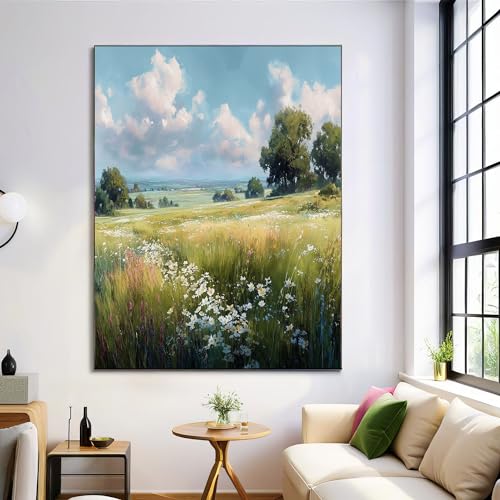 DLERFLOVR Leinwandbild Wildblumenwiese, Kunstdruck Wandbilder Weite Felder Wand Deko Salbeigrün Bild auf Leinwand für Wohnzimmer Schlafzimmer Küche Esszimmer, 40L x 60B cm DLERFLOVR Leinwandbild Wildblumenwiese, Kunstdruck Wandbilder Weite Felder Wand Deko Salbeigrün Bild auf Leinwand für Wohnzimmer Schlafzimmer Küche Esszimmer, 40L x 60B cm von DLERFLOVR