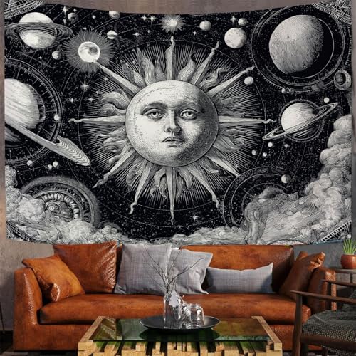 DLERFLOVR Wandbehang 130x150 cm Wandteppich Sonne Und Mond Wandtuch Himmlische Skizzen Wanddeko Rechteckig Art Decor für Schlafzimmer, Wohnzimmer, Wohnheim - Grau DLERFLOVR Wandbehang 130x150 cm Wandteppich Sonne Und Mond Wandtuch Himmlische Skizzen Wanddeko Rechteckig Art Decor für Schlafzimmer, Wohnzimmer, Wohnheim - Grau von DLERFLOVR