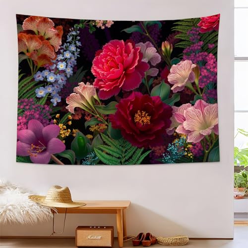 DLERFLOVR Wandbehang Wandteppich Blühender Garten Wandtuch Wand Deokration Pfingstrosen Und Amaryllis Tapisserie Ästhetisch für Zimmer Wohnheim Schlafazimmer, 100x150 cm, Rot DLERFLOVR Wandbehang Wandteppich Blühender Garten Wandtuch Wand Deokration Pfingstrosen Und Amaryllis Tapisserie Ästhetisch für Zimmer Wohnheim Schlafazimmer, 100x150 cm, Rot von DLERFLOVR