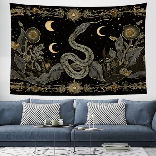 DLERFLOVR Wandteppich 130x150 cm Ranke Schlange Mond Tapisserie Himmlischer Himmel Wandbehang Rechteckig Art Decor für Schlafzimmer Ästhetik Zuhause Wohnzimmer Wohnheim Dekor - Braun DLERFLOVR Wandteppich 130x150 cm Ranke Schlange Mond Tapisserie Himmlischer Himmel Wandbehang Rechteckig Art Decor für Schlafzimmer Ästhetik Zuhause Wohnzimmer Wohnheim Dekor - Braun von DLERFLOVR