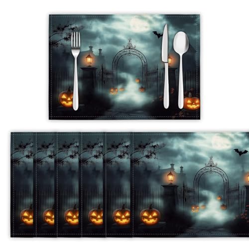 Düsterer Friedhof Tischsets 4er Set, 45x30 cm Abwaschbare Leinen Platzsets Nebliger Grabstein Tischsets Tischdekoration für Zuhause Restaurant Küche, Grau Düsterer Friedhof Tischsets 4er Set, 45x30 cm Abwaschbare Leinen Platzsets Nebliger Grabstein Tischsets Tischdekoration für Zuhause Restaurant Küche, Grau von DLERFLOVR