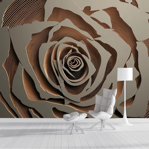 Fototapete 300x210cm Seide Tapeten XXL 3D Rose Wandtapete Gravur auf Edelstahl 3D Effekt Wand Dekoration für Wohnzimmer Schlafzimmer Korridor - Braun Fototapete 300x210cm Seide Tapeten XXL 3D Rose Wandtapete Gravur auf Edelstahl 3D Effekt Wand Dekoration für Wohnzimmer Schlafzimmer Korridor - Braun von DLERFLOVR