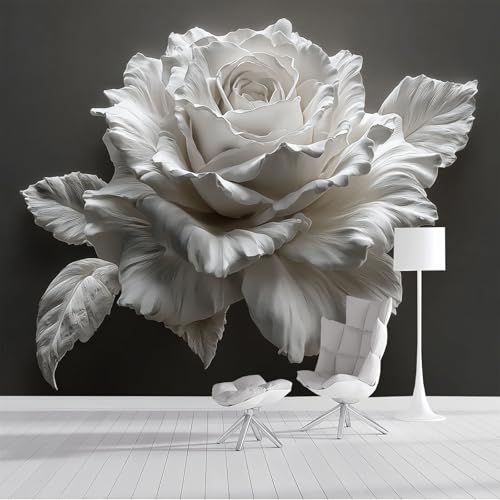 Fototapete 3D Rose 300x210cm Seide Tapeten XXL Gipsblumen Wandtapete 3D Effekt Dekoration Wandbild für Wohnzimmer Schlafzimmer Kinderzimmer, Dunkelgrau Fototapete 3D Rose 300x210cm Seide Tapeten XXL Gipsblumen Wandtapete 3D Effekt Dekoration Wandbild für Wohnzimmer Schlafzimmer Kinderzimmer, Dunkelgrau von DLERFLOVR