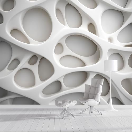 Fototapete 3d Effekt Panorama-Tapete 400x280cm Relief-Baumloch Seidenmaterial Wandbilder Dreidimensionaler Raum geeignet für die Wanddekoration von Wohnzimmer und Schlafzimmer Weiß von DLERFLOVR