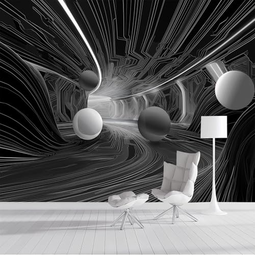 Fototapete Abstrakte Linien Tunnel 400x280cm Seide Tapeten XXL Futurismus Wandtapete 3D Effekt Dekoration Wandbild für Wohnzimmer Schlafzimmer Kinderzimmer, Dunkelgrau Fototapete Abstrakte Linien Tunnel 400x280cm Seide Tapeten XXL Futurismus Wandtapete 3D Effekt Dekoration Wandbild für Wohnzimmer Schlafzimmer Kinderzimmer, Dunkelgrau von DLERFLOVR