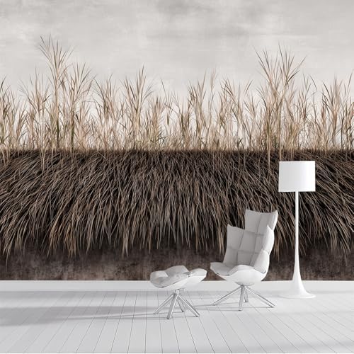 Fototapete Altes Strohdach 300x210cm Seide Tapeten XXL Landhausstil Wandtapete 3D Effekt Dekoration Wandbild für Wohnzimmer Schlafzimmer Kinderzimmer, Braun von DLERFLOVR