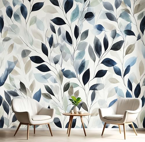 Fototapete Aquarellblätter 250x175cm Seide Foto Tapete Minimalistische Kunst XXL Wandtapete für Wohnzimmer Schlafzimmer Esszimmer Wanddekoration, Hellgrau Fototapete Aquarellblätter 250x175cm Seide Foto Tapete Minimalistische Kunst XXL Wandtapete für Wohnzimmer Schlafzimmer Esszimmer Wanddekoration, Hellgrau von DLERFLOVR