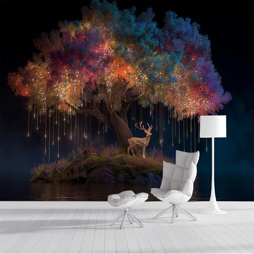 Fototapete Bunt leuchtender Baum 350x250cm XXL Tapete Seidentapeten Fantasienacht Wandtapete Dunkelblau 3D Effekt Wand Dekoration für Schlafzimmer Wohnzimmer Fototapete Bunt leuchtender Baum 350x250cm XXL Tapete Seidentapeten Fantasienacht Wandtapete Dunkelblau 3D Effekt Wand Dekoration für Schlafzimmer Wohnzimmer von DLERFLOVR