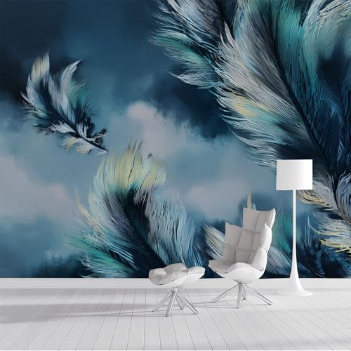Fototapete Elegante Federn 350x250cm - Seide Tapeten XXL Wandtapete Fantasie-Ölgemälde Wanddeko 3d Effekt Wand Dekoration für Wohnzimmer Schlafzimmer Büro Flur, Dunkelblau Fototapete Elegante Federn 350x250cm - Seide Tapeten XXL Wandtapete Fantasie-Ölgemälde Wanddeko 3d Effekt Wand Dekoration für Wohnzimmer Schlafzimmer Büro Flur, Dunkelblau von DLERFLOVR