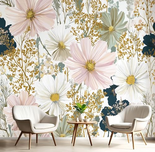 Fototapete Gänseblümchen und Kosmeen 300x210cm Seide Foto Tapete Wildblumengarten XXL Wandtapete für Wohnzimmer Schlafzimmer Esszimmer Wanddekoration, Rosa Fototapete Gänseblümchen und Kosmeen 300x210cm Seide Foto Tapete Wildblumengarten XXL Wandtapete für Wohnzimmer Schlafzimmer Esszimmer Wanddekoration, Rosa von DLERFLOVR
