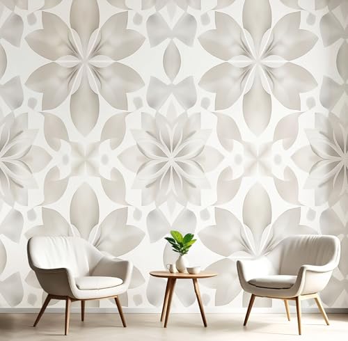 Fototapete Geometrische Blumen 450x315cm Schlafzimmer Wohnzimmer Seide XXL Wandtapete Moderner Stil Fototapeten Bildtapete 3d Effekt Wand Dekoration, Beige Fototapete Geometrische Blumen 450x315cm Schlafzimmer Wohnzimmer Seide XXL Wandtapete Moderner Stil Fototapeten Bildtapete 3d Effekt Wand Dekoration, Beige von DLERFLOVR