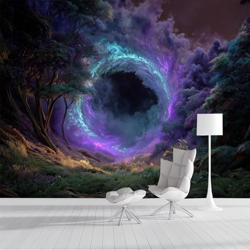 Fototapete Magisches Portal 350x250cm XXL Tapete Seidentapeten Das Dschungelbuch Wandtapete Dunkelgrün 3D Effekt Wand Dekoration für Schlafzimmer Wohnzimmer von DLERFLOVR