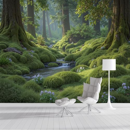 Fototapete Moosiger Bach 400x280cm Foto Tapete XXL Dichte Vegetation Wandtapete Motivtapeten Bildtapete 3d Effekt Wand Dekoration für Schlafzimmer Wohnzimmer Korridor, Grün Fototapete Moosiger Bach 400x280cm Foto Tapete XXL Dichte Vegetation Wandtapete Motivtapeten Bildtapete 3d Effekt Wand Dekoration für Schlafzimmer Wohnzimmer Korridor, Grün von DLERFLOVR