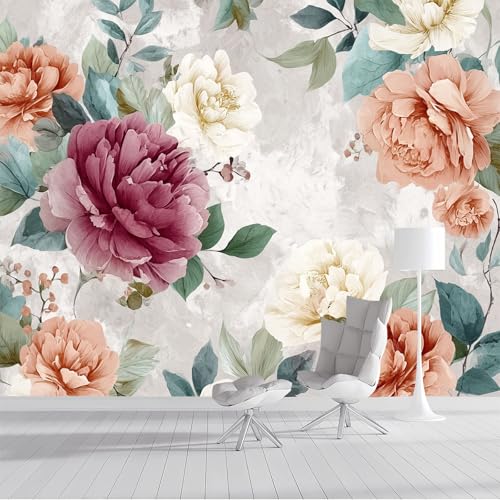 Fototapete Retro-Pfingstrose 300x210cm Foto Tapete XXL Nostalgischer Chic Wandtapete Motivtapeten Bildtapete 3d Effekt Wand Dekoration für Schlafzimmer Wohnzimmer Korridor, Hellgrau Fototapete Retro-Pfingstrose 300x210cm Foto Tapete XXL Nostalgischer Chic Wandtapete Motivtapeten Bildtapete 3d Effekt Wand Dekoration für Schlafzimmer Wohnzimmer Korridor, Hellgrau von DLERFLOVR