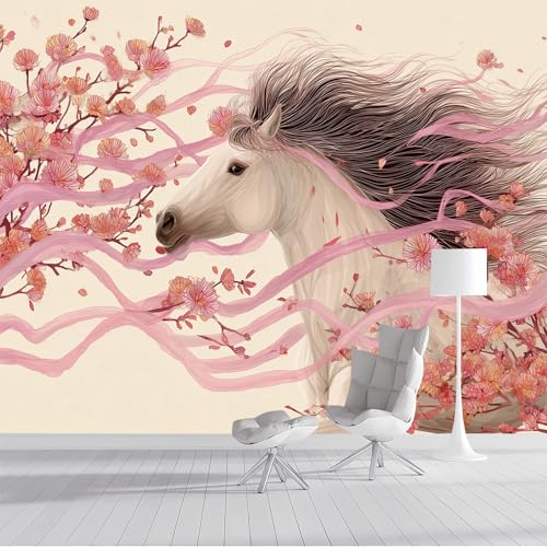 Fototapete Romantisches weißes Pferd 450x315cm - Seide Tapeten XXL Wandtapete Tierwelt Wanddeko 3d Effekt Wand Dekoration für Wohnzimmer Schlafzimmer Büro Flur, Creme Fototapete Romantisches weißes Pferd 450x315cm - Seide Tapeten XXL Wandtapete Tierwelt Wanddeko 3d Effekt Wand Dekoration für Wohnzimmer Schlafzimmer Büro Flur, Creme von DLERFLOVR