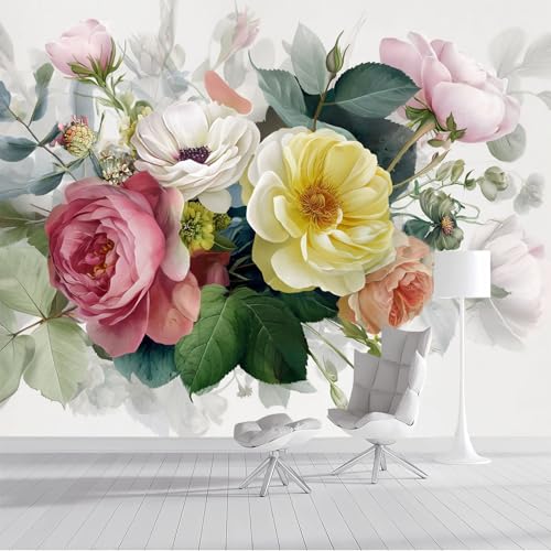 Fototapete Rosen- und Pfingstrosenstrauß 350x250cm Schlafzimmer Wohnzimmer Seide XXL Wandtapete Blumenaquarelle Fototapeten Bildtapete 3d Effekt Wand Dekoration, Grün Fototapete Rosen- und Pfingstrosenstrauß 350x250cm Schlafzimmer Wohnzimmer Seide XXL Wandtapete Blumenaquarelle Fototapeten Bildtapete 3d Effekt Wand Dekoration, Grün von DLERFLOVR