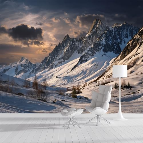 Fototapete Schneeberglandschaft 450x315cm Seide Foto Tapete Alpenlandschaft XXL Wandtapete für Wohnzimmer Schlafzimmer Esszimmer Wanddekoration, Grau Fototapete Schneeberglandschaft 450x315cm Seide Foto Tapete Alpenlandschaft XXL Wandtapete für Wohnzimmer Schlafzimmer Esszimmer Wanddekoration, Grau von DLERFLOVR