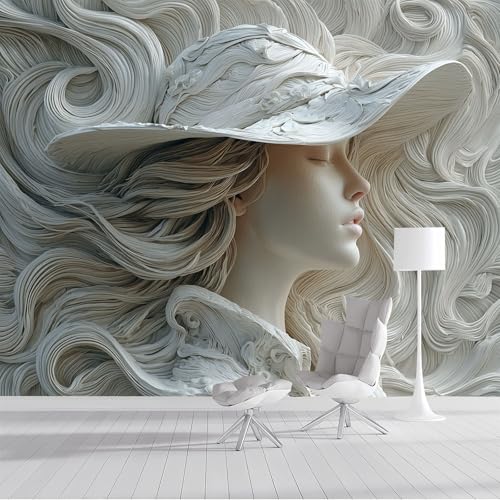 Fototapete Schöne Frau 450x315cm - Seide Tapeten XXL Wandtapete Reliefgesicht Wanddeko 3d Effekt Wand Dekoration für Wohnzimmer Schlafzimmer Büro Flur, Hellgrau Fototapete Schöne Frau 450x315cm - Seide Tapeten XXL Wandtapete Reliefgesicht Wanddeko 3d Effekt Wand Dekoration für Wohnzimmer Schlafzimmer Büro Flur, Hellgrau von DLERFLOVR