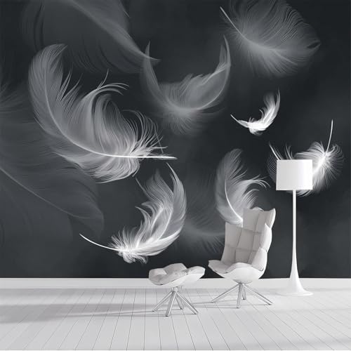 Fototapete Schwebende Federn 450x315cm XXL Tapete Seidentapeten Minimalistischer Stil Wandtapete Dunkelgrau 3D Effekt Wand Dekoration für Schlafzimmer Wohnzimmer Fototapete Schwebende Federn 450x315cm XXL Tapete Seidentapeten Minimalistischer Stil Wandtapete Dunkelgrau 3D Effekt Wand Dekoration für Schlafzimmer Wohnzimmer von DLERFLOVR