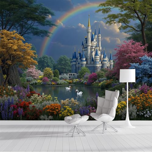 Fototapete Traumschloss 400x280cm Seide Tapeten XXL Üppiger Garten Wandtapete 3D Effekt Dekoration Wandbild für Wohnzimmer Schlafzimmer Kinderzimmer, Grün Fototapete Traumschloss 400x280cm Seide Tapeten XXL Üppiger Garten Wandtapete 3D Effekt Dekoration Wandbild für Wohnzimmer Schlafzimmer Kinderzimmer, Grün von DLERFLOVR