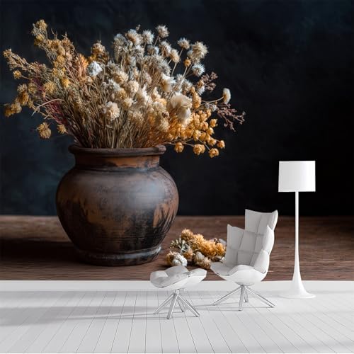 Fototapete Trockenblumensträuße 250x175cm - Seide Tapeten XXL Wandtapete Ländliches Bauernhaus Wanddeko 3d Effekt Wand Dekoration für Wohnzimmer Schlafzimmer Büro Flur, Schwarz Fototapete Trockenblumensträuße 250x175cm - Seide Tapeten XXL Wandtapete Ländliches Bauernhaus Wanddeko 3d Effekt Wand Dekoration für Wohnzimmer Schlafzimmer Büro Flur, Schwarz von DLERFLOVR