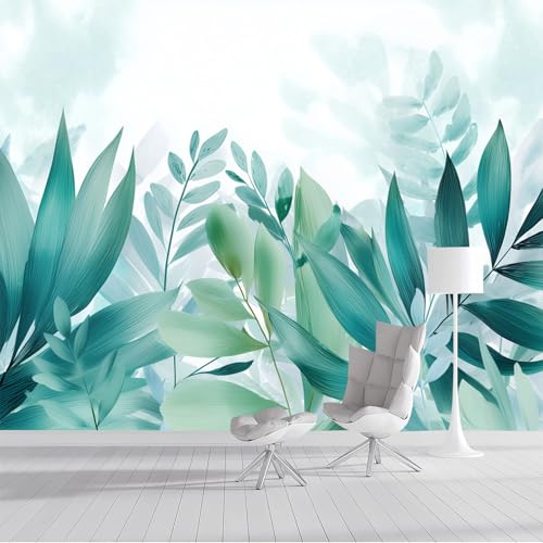 Fototapete Tropische Blätter 400x280cm Schlafzimmer Wohnzimmer Seide XXL Wandtapete Pflanzenillustrationen Fototapeten Bildtapete 3d Effekt Wand Dekoration, Hellblau-Grün Fototapete Tropische Blätter 400x280cm Schlafzimmer Wohnzimmer Seide XXL Wandtapete Pflanzenillustrationen Fototapeten Bildtapete 3d Effekt Wand Dekoration, Hellblau-Grün von DLERFLOVR