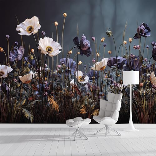 Fototapete Vintage Wildblumen 450x315cm Schlafzimmer Wohnzimmer Seide XXL Wandtapete Feldstil Fototapeten Bildtapete 3d Effekt Wand Dekoration, Dunkelgrau Fototapete Vintage Wildblumen 450x315cm Schlafzimmer Wohnzimmer Seide XXL Wandtapete Feldstil Fototapeten Bildtapete 3d Effekt Wand Dekoration, Dunkelgrau von DLERFLOVR