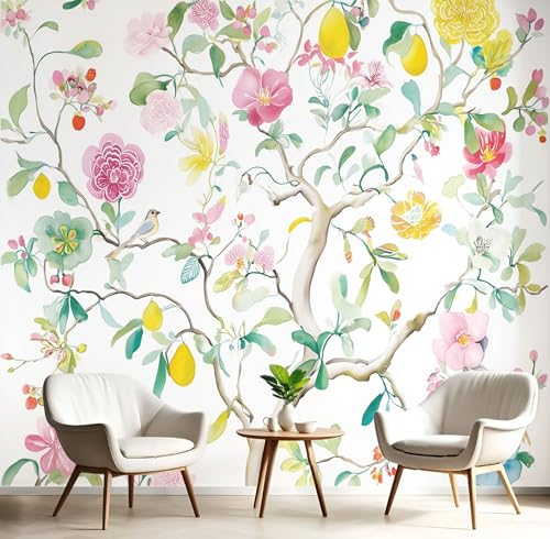 Fototapete Weinblumen 400x280cm Foto Tapete XXL Blumenbaum-Aquarellmalerei Wandtapete Motivtapeten Bildtapete 3d Effekt Wand Dekoration für Schlafzimmer Wohnzimmer Korridor, Rosa Fototapete Weinblumen 400x280cm Foto Tapete XXL Blumenbaum-Aquarellmalerei Wandtapete Motivtapeten Bildtapete 3d Effekt Wand Dekoration für Schlafzimmer Wohnzimmer Korridor, Rosa von DLERFLOVR