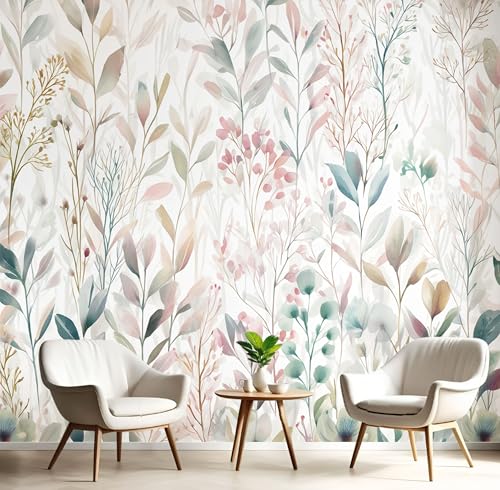 Fototapete Wildblumen und Blätter 400x280cm Seide Tapeten XXL Pastoralstil Wandtapete 3D Effekt Dekoration Wandbild für Wohnzimmer Schlafzimmer Kinderzimmer, Hellrosa Fototapete Wildblumen und Blätter 400x280cm Seide Tapeten XXL Pastoralstil Wandtapete 3D Effekt Dekoration Wandbild für Wohnzimmer Schlafzimmer Kinderzimmer, Hellrosa von DLERFLOVR