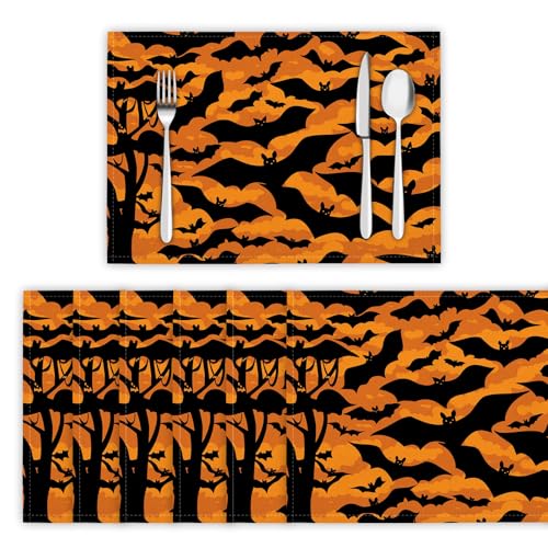 Halloween Tischsets 8er Set, 45x30 cm Abwaschbare Leinen Platzsets Schläger Tischsets Tischdekoration für Zuhause Restaurant Küche, Orange Halloween Tischsets 8er Set, 45x30 cm Abwaschbare Leinen Platzsets Schläger Tischsets Tischdekoration für Zuhause Restaurant Küche, Orange von DLERFLOVR