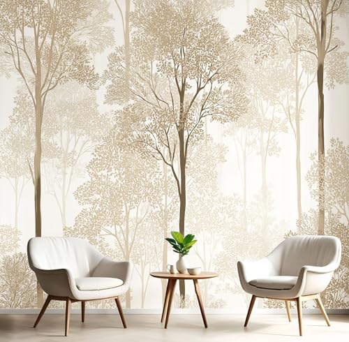 Handgezeichneter Wald Seide Foto Tapete Herbstwald Fototapete Panorama XXL Wandtapete 3d Effekt Wand Dekoration für Wohnzimmer Schlafzimmer Küchen, Beige Handgezeichneter Wald Seide Foto Tapete Herbstwald Fototapete Panorama XXL Wandtapete 3d Effekt Wand Dekoration für Wohnzimmer Schlafzimmer Küchen, Beige von DLERFLOVR