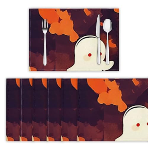Herbstliches Waldfeuer Tischsets 2er Set, 45x30 cm Abwaschbare Leinen Platzsets Geistertreffen Tischsets Tischdekoration für Zuhause Restaurant Küche, Orange Herbstliches Waldfeuer Tischsets 2er Set, 45x30 cm Abwaschbare Leinen Platzsets Geistertreffen Tischsets Tischdekoration für Zuhause Restaurant Küche, Orange von DLERFLOVR