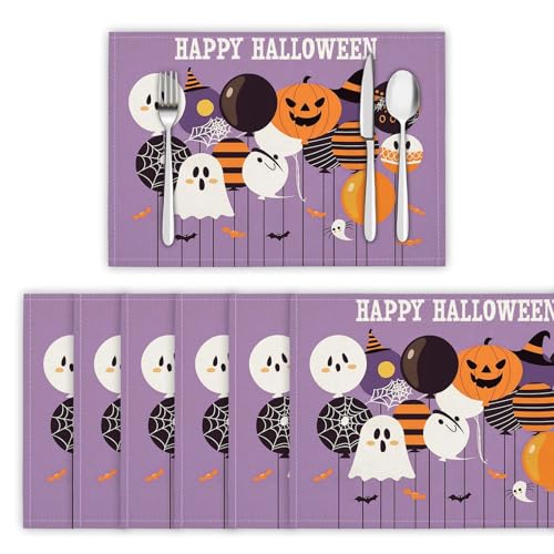 Platzsets Abwaschbar 2er Set Tischsets für Esstisch Geisterballon Küchen Platzset Cartoon-Halloween Dauerhaft PlatzdeckenTischzubehör - 30 x 45cm, Lila Platzsets Abwaschbar 2er Set Tischsets für Esstisch Geisterballon Küchen Platzset Cartoon-Halloween Dauerhaft PlatzdeckenTischzubehör - 30 x 45cm, Lila von DLERFLOVR