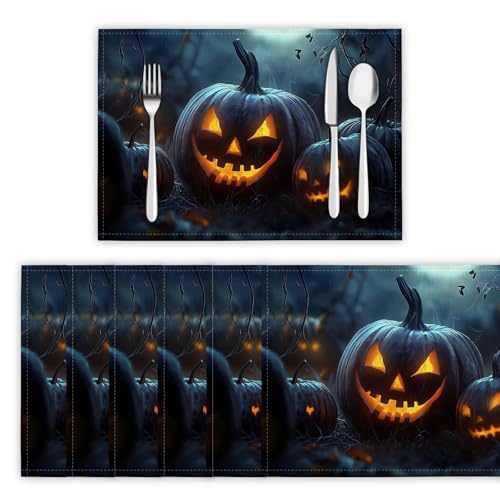 Platzsets Abwaschbar 2er Set Tischsets für Esstisch Gruseliger Kürbis Küchen Platzset Halloween-Friedhof Dauerhaft PlatzdeckenTischzubehör - 30 x 45cm, Grau Platzsets Abwaschbar 2er Set Tischsets für Esstisch Gruseliger Kürbis Küchen Platzset Halloween-Friedhof Dauerhaft PlatzdeckenTischzubehör - 30 x 45cm, Grau von DLERFLOVR